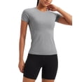 thumbnail image 1 of Remera CRZ YOGA sin costuras, transpirable, largo hasta la cadera, color pizarra, talla XS, 1 of 6