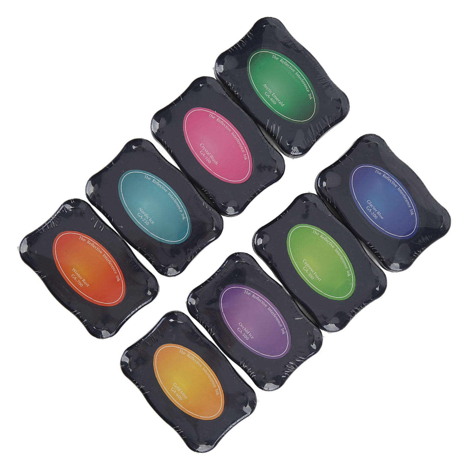 Suodoka 8 PCS Multicolor Reflective Interference Water-Based Stamp Ink Pad Set for Kids Fingerprint Art, DIY Handicrafts, Scrapbooking, and Card Making (9 x 6.3 x 1.5 inches / 23 x 16 x 4 cm)