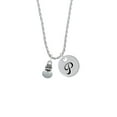 thumbnail image 2 of Delight Jewelry Silvertone Mini 2-D Snowman Silvertone Script Initial Disc - P - Charm Necklace, 20"+3", 2 of 4