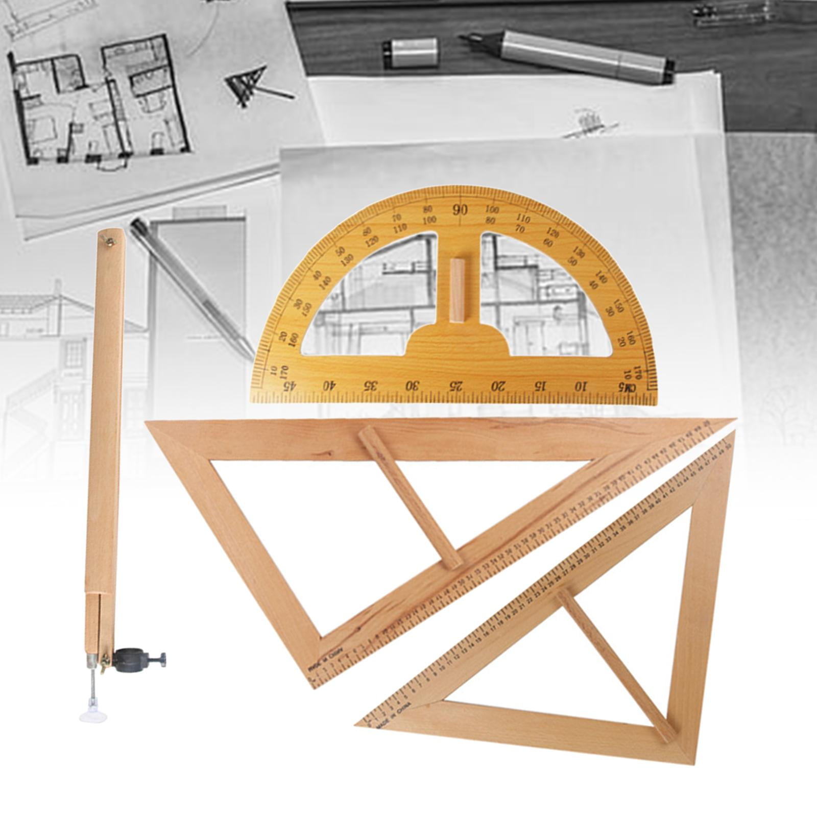Maths Geometry Set, Protractor, , 90 degree Ruler, Ruler with Handle Large Stationery Educational Supplies for Teachers Office Drawings