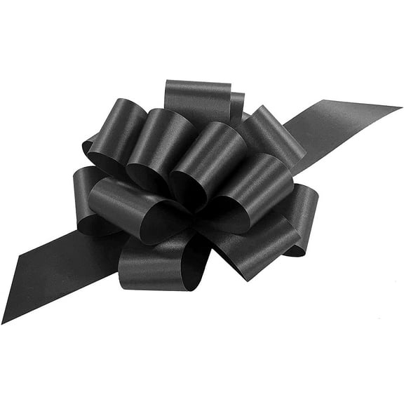 Black Decorative Gift Pull Bows - 5" Wide, Set of 10, Wedding, Halloween, Christmas, Gift Basket, Mourning, Funeral, Support
