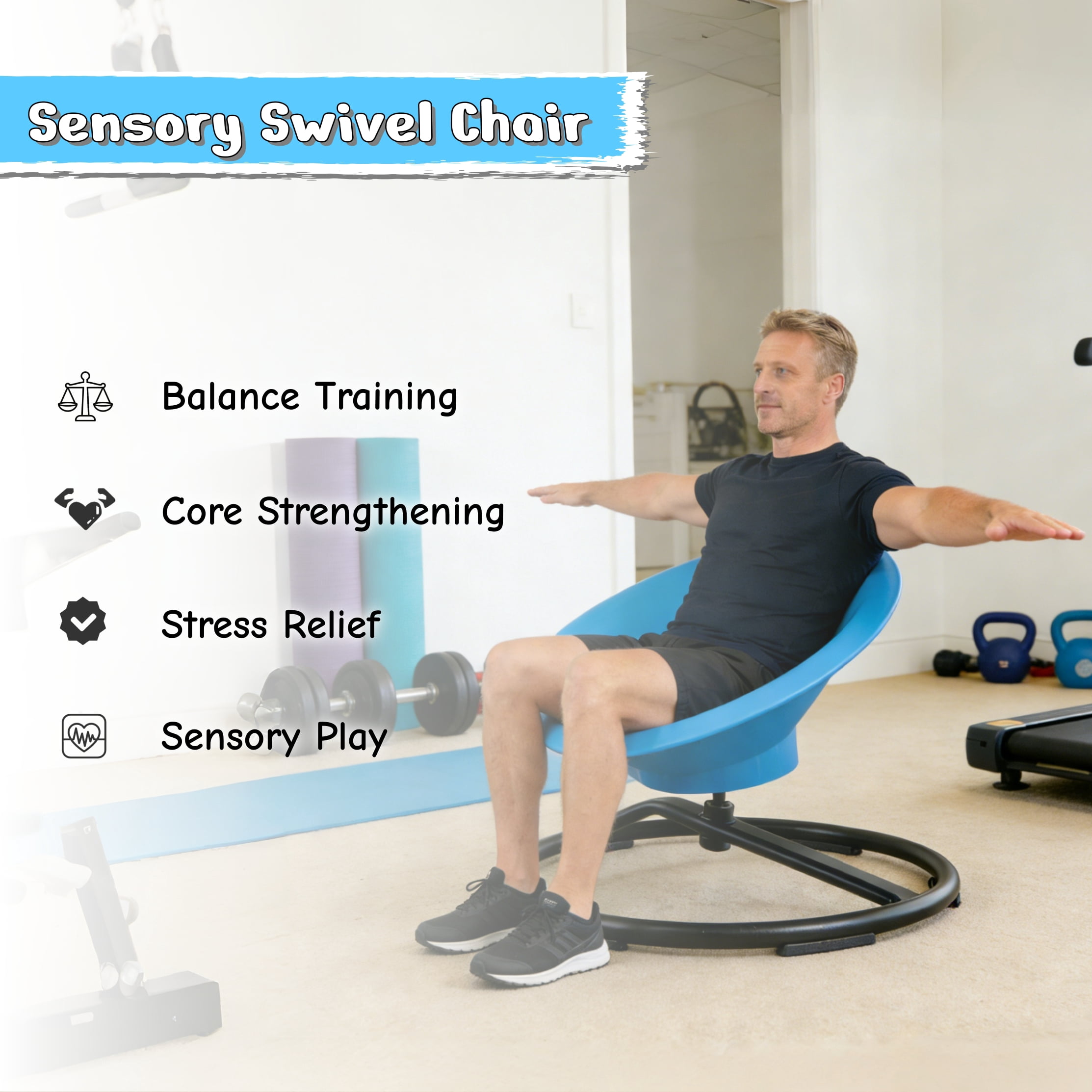Adult 360° Spinning Sensory Chair, Fun Leisure & Relaxation Swivel Chair, Stress Relief Play Chair, Non-Slip Metal Base, 220 LBS Capacity