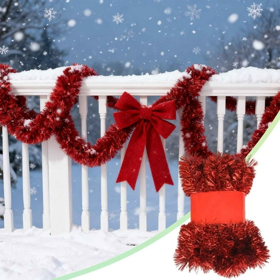 XJGHHSY 16.5 Feet Christmas Tinsel Garland Metallic Foil Twist Tinsel Garland Decoration for Christmas Tree, Wedding, Birthday and Party Hanging Decorations,Red
