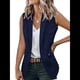 thumbnail image 2 of Chaleco Blazer Sin Mangas para Mujer, Informal, con Abertura Frontal, un Botón, Chaqueta de Verano con Bolsillos. Azul Marino M, 2 of 6