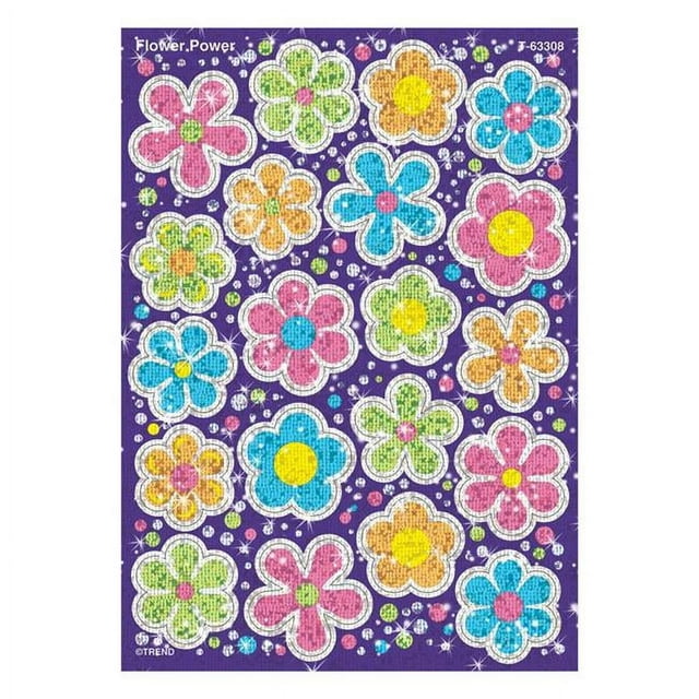 Trend Enterprises T-63308-12 Autocollants Scintillants Flower Power - Lot de 12