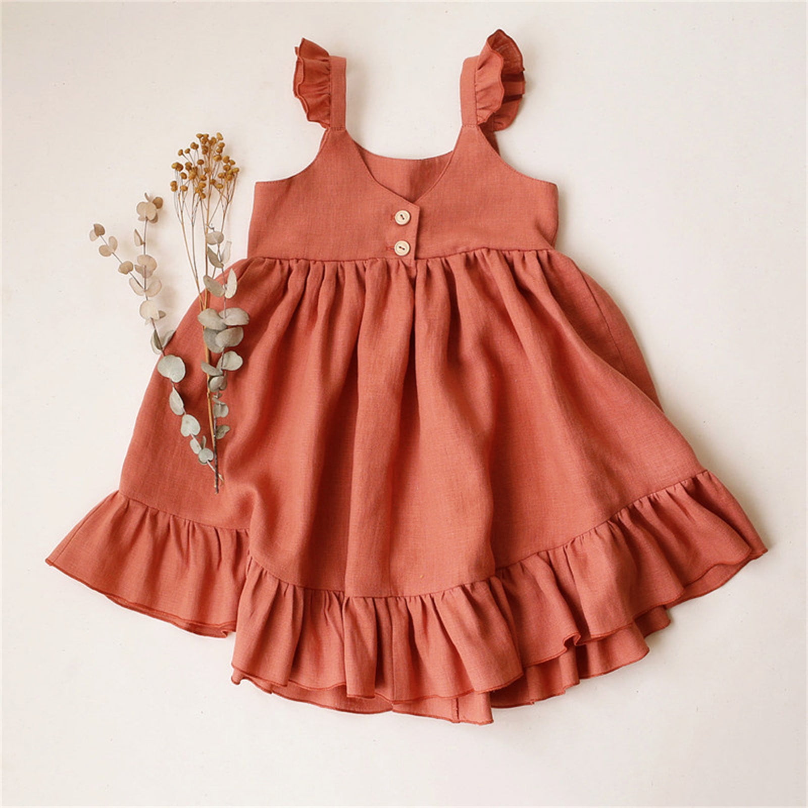 Girls red cotton dress new arrivals