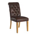 thumbnail image 3 of Weston Home Hudson Rolled Top Tufted Dining Chair, Set of 2, Brown PU, 3 of 8