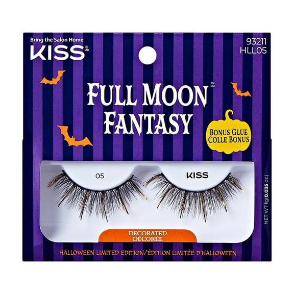 KISS Full Moon Fantasy Decorated, False Eyelashes, Phantom Flutter, 12mm-14mm, 1 Pair