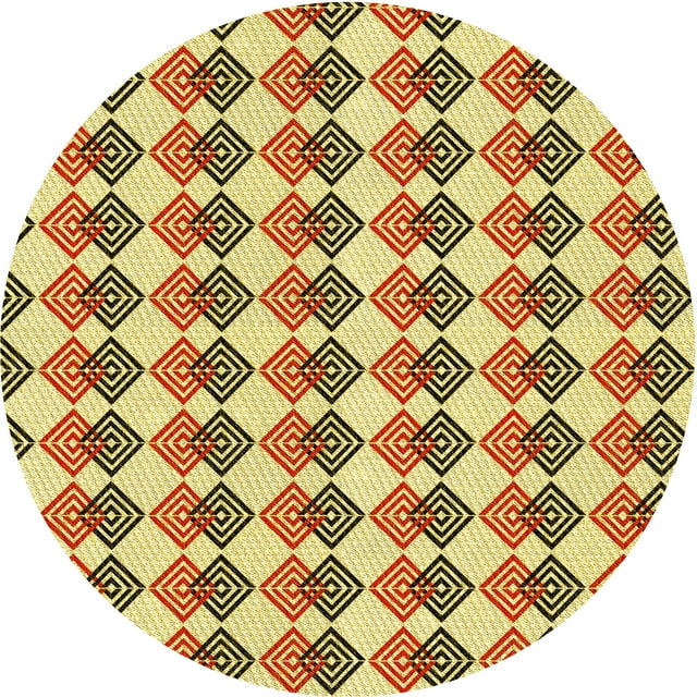 Ahgly Company Machine Washable Indoor Round Transitional Mahogany Brown Area Rugs, 4' Round