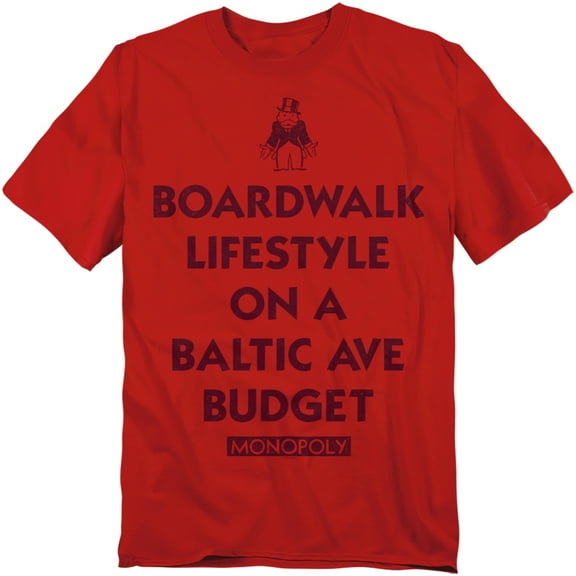 Monopoly T-Shirt Lifestyle VS Budget Unisex Graphic Tee For Men & Women Red 