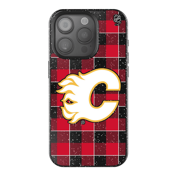 Keyscaper Calgary Flames Plaid Bling iPhone Case