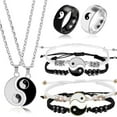 thumbnail image 2 of 2/4pcs Tai Chi Yin Yang Couple Bracelets Necklaces Set Pendant Adjustable Braid Chain Bracelet Matching Lover Bracelets Choker, 2 of 5