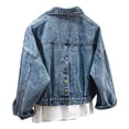 thumbnail image 4 of Aloohaidyvio Women's Jean Jacket Juniors Classic & Ripped Distressed Stretch Casual Denim Cropped Tops L, 4 of 6