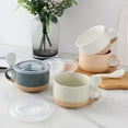 thumbnail image 6 of AmorArc Ceramic Soup Mugs with Handles and Lids,24 OZ Soup Cups Set of 2 with Terracotta Underside,Mug Bowls with Spoon for Soup/Cereal/Salad/Noodles/Ramen/Microware &Dishwasher Safe-Grey&Beige, 6 of 9