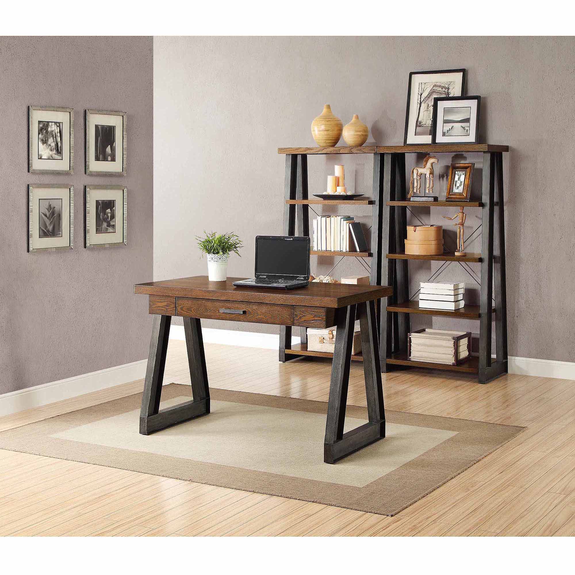 Better Homes & Gardens Mercer Industrial Writing Desk with Center Drawer, Brown Finish - image 3 of 3