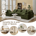 thumbnail image 3 of 6 Seater Modular Sectional Sofa No Armrests U-Shaped Sleeper Thick Corduroy Neck & Lumbar Pillows for Apartment Living Room Green, 3 of 7
