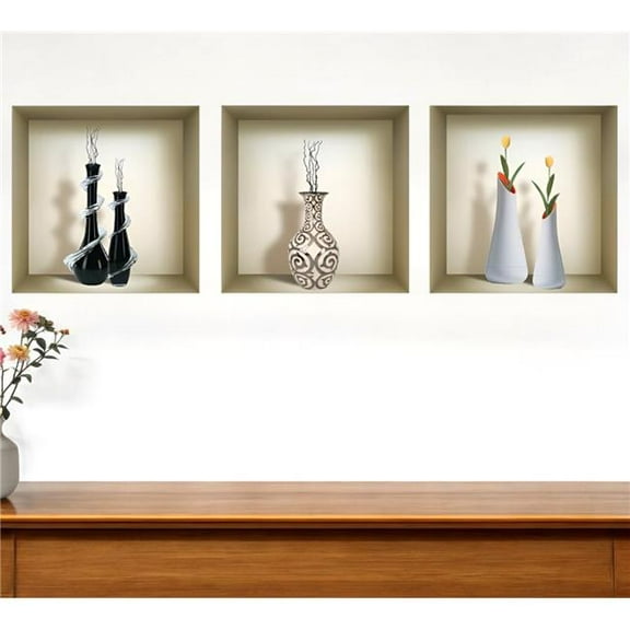 HomeRoots 565416 Ira Faux Niche 3D Peel & Stick Wall Decals - Set of 3