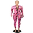 thumbnail image 4 of Women Long Sleeve Front Zipper Bodycon Jumpsuit Rompers Overall, 4 of 6