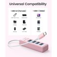 thumbnail image 4 of ORICO 4 Ports USB C Hub for Mac, Laptop, Flash Drive, Ipad Pro,USB 3.1 Type C to USB 3.0 Adapter Multiport USB Splitter with 0.5ft Cable,Pink, 4 of 14