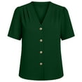 thumbnail image 3 of Cilsoka Blouses for Women Dressy Casual V Neck Summer Short Sleeve Button Down Shirts Business Work Tops S-XXL, 3 of 5