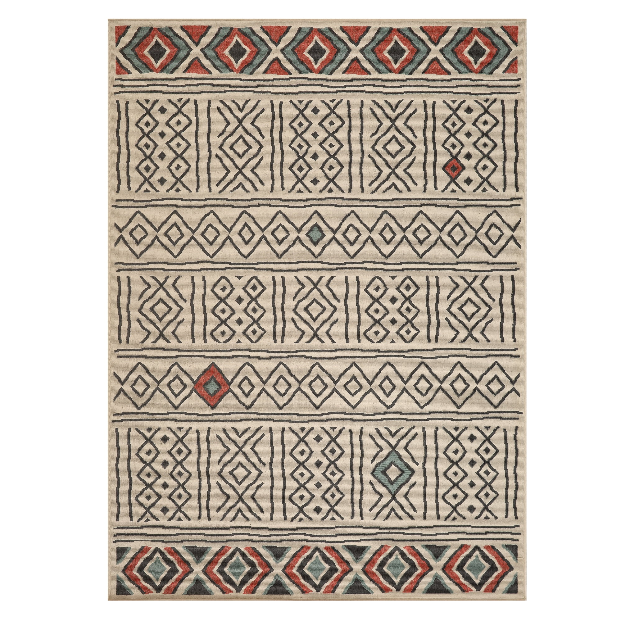Ox Bay and Evette Rios Dora 5' x 7' Ivory/Black Diamond Indoor/Outdoor Area Rug