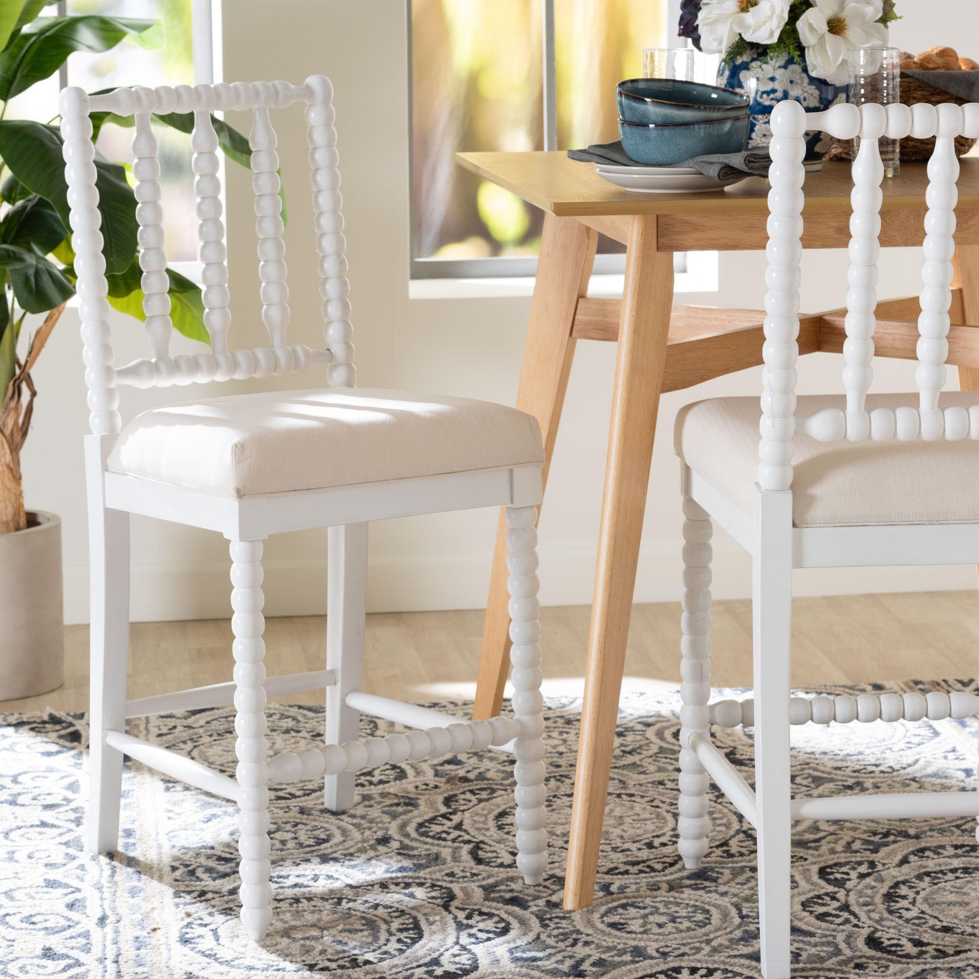 bali & pari Deya Traditional Counter Stool, Counter Height, White