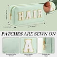 thumbnail image 2 of Bolsas de maquillaje Cunno Preppy de nailon con letras de chenilla, 4 unidades, color menta, 2 of 7