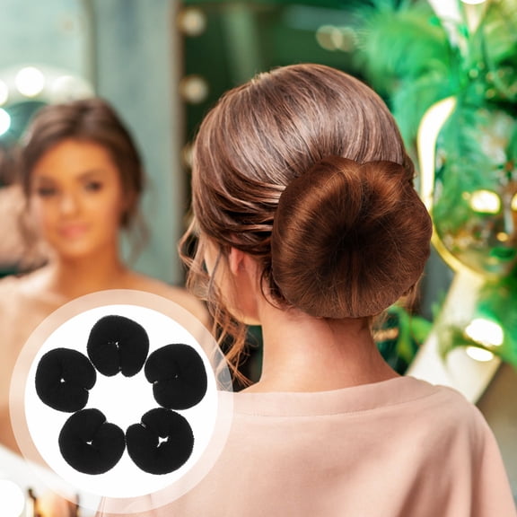 EXHUMKY 5Pcs Black Hair Donut Bun Makers Comfortable Foam for Versatile Hairstyles