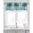 thumbnail image 2 of Coastal Blue Green Kitchen Valances for Windows Farmhouse Linen Window Valance Curtain for Living Room Window Treatment Ocean Beach Tropical Plant Starfish Valance Rod Pocket Topper, 54 x 18 Inch, 2 of 6