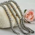 thumbnail image 5 of 3/4/5/6MM 18-36" MENS Silver Stainless Steel Wheat Braided Chain Necklace, 5 of 9