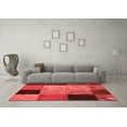 thumbnail image 3 of Ahgly Company Indoor Round Patchwork Red Transitional Area Rugs, 5' Round, 3 of 4