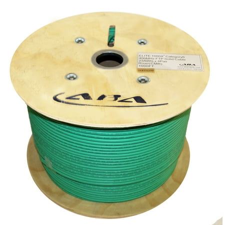 Infinity Cable CAT6 CMR Rated Shielded Solid FTP 100% Pure Copper 1000ft. Bulk Cable Reel Green