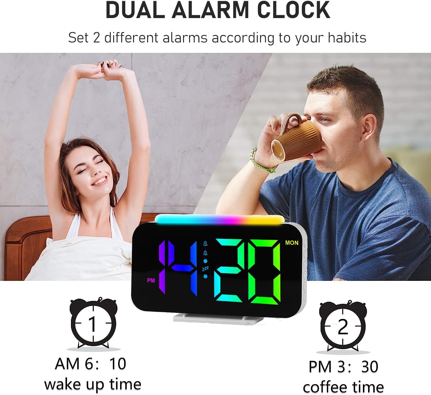 Super Loud Alarm Clock for Heavy Sleepers Adults, LED Digital Clock with Night Light,Snooze,Adjustable Volume,Dimmer,12/24Hr,Small Alarm Clocks for Bedrooms Desk