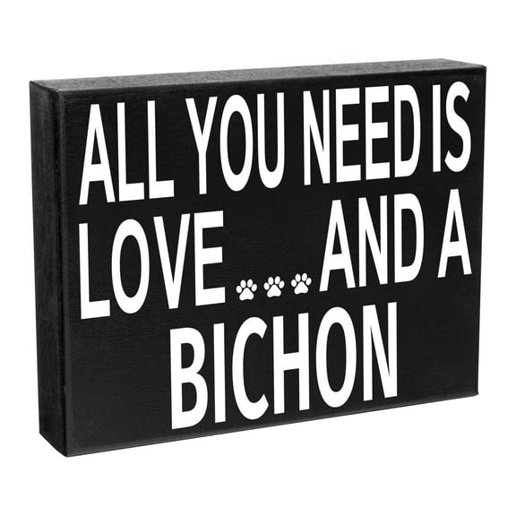 JennyGems Bichon Gifts, All You Need Is Love and a Bichon Wood Sign, Bichon Dog Mom Gift, Made in USA