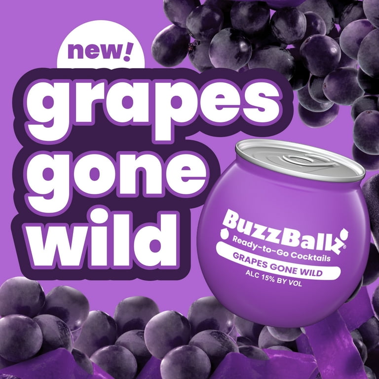BuzzBallz Grapes Gone Wild Chillers, 187ml 30 Proof - Walmart.com
