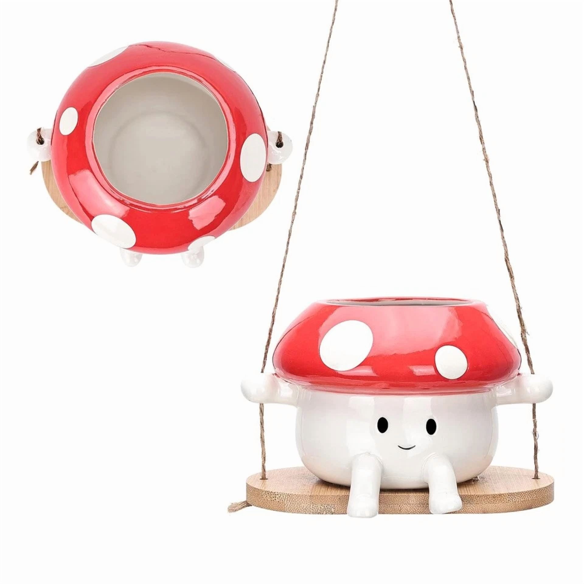 PURELY- Hanging Resin Mushroom Planter/Pot/Plants/Garden/Home Decor Small New