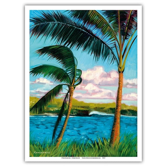 Waianapanapa State Park - Hana Maui Hawaii - From an Original Color Painting by Wade Koniakowsky - Master Art Print (Unframed) 9in x 12in