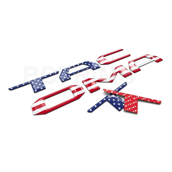 BDTrims | Domed Tailgate Letters Inserts fits 2016-2019 Tacoma Models (American Flag Reflective)