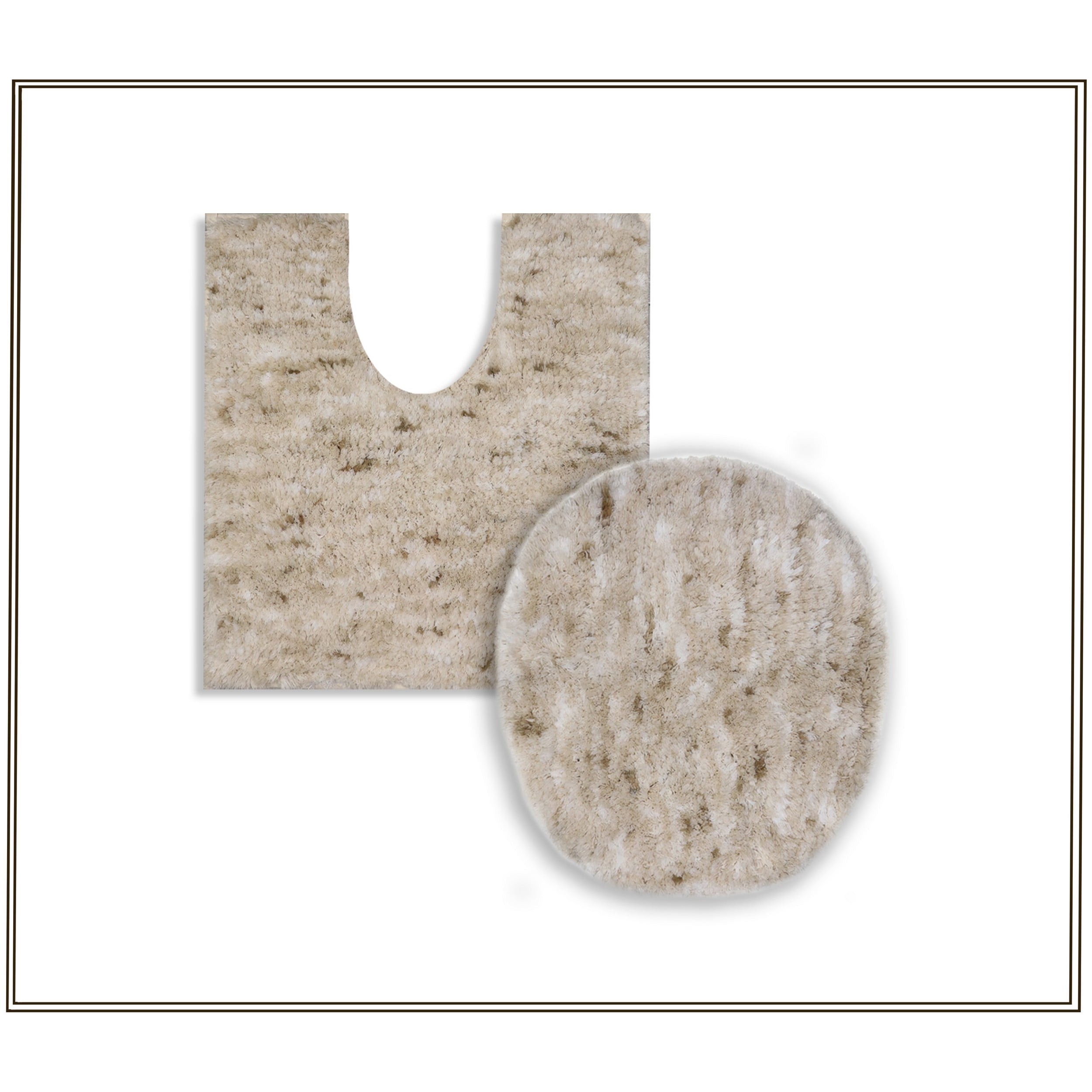 Essential 2-Piece Bathroom Contour and Toilet Lid Cover Set, Plush Microfiber Contour Rug and Non-Slip Toilet Lid Cover, Ultra Absorbent, Quick-Dry, Machine Washable, Ivory