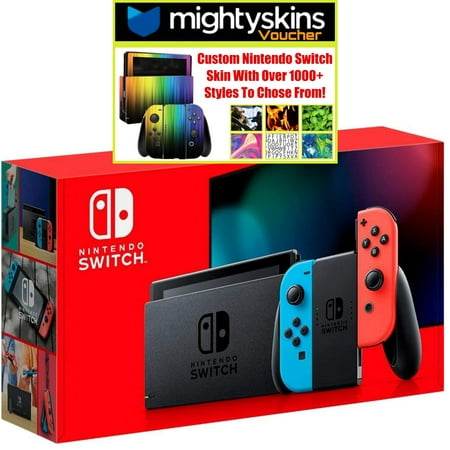 Nintendo Switch with Neon Blue and Neon Red Joy Con...