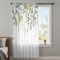 thumbnail image 3 of Eucalyptus Leaves Semi Sheer Curtains Drapes for Living Room, Bedroom, French Doors Window 54 Inches Long, Summer Botanical Green Watercolor Rod Pocket Chiffon Curtain Drapery Voile Draperies Panel, 3 of 8