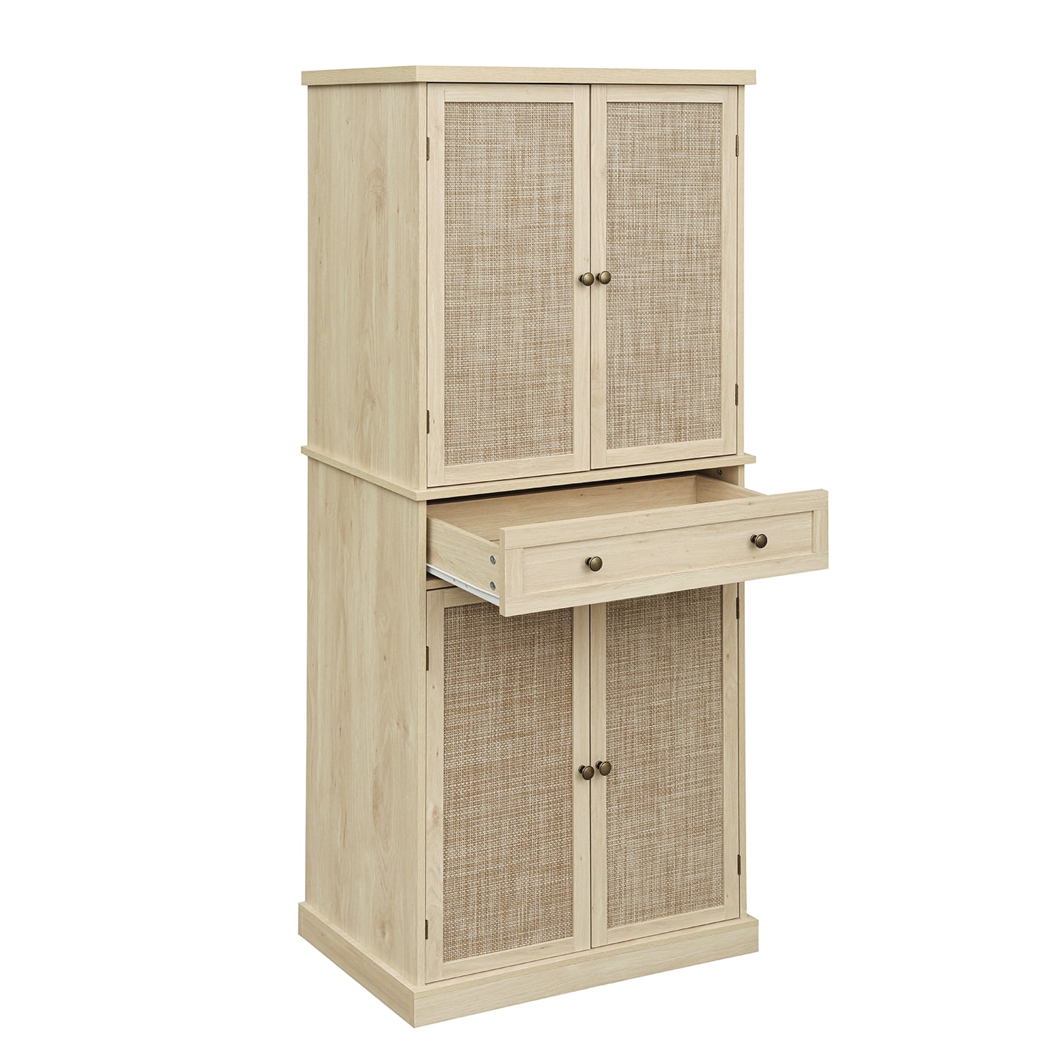 Kadyn 72" Tall Kitchen Pantry, Kitchen Storage Cabinet with 4 Door and 1 Drawer, Floor Storage Cabinet for Living Room, Natural