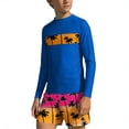 thumbnail image 2 of Bathing Suits for Teens Rash Guard Swimsuits Set for Boys Hawaiian Print Long Sleeve Swim Shirt with Swim Trunks Vacation Modest Two Piece Swim Set for 3-14Years, 2 of 7