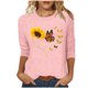 thumbnail image 1 of Tops de Cuello Redondo para las Mujeres Moda Impresa 3/4 Mangas Blusa Casual Top, Estante de Imitación, 1 of 5