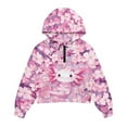 thumbnail image 5 of Xixirimido Pink Cherry Blossom Axolotl Pattern Half Zip Sweatshirt for Girls Long Sleeve Pullover Crop Tops with Pocket Kids Hoodie Fall Winter Clothes, Size 9-10, 5 of 7