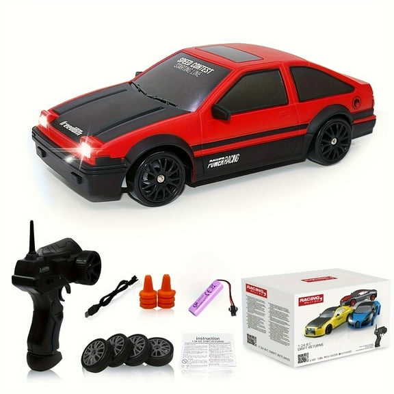 HYPERLIVING Remote Control Car Drift Stunt Car With LED Light Glow 14KM/ H High Speed RC Car With Rechargeable Battery Toy Car