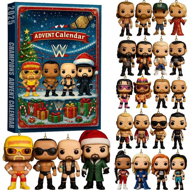 Wrestling Champion 2025 Advent Calendar, 24 Days Countdown Calendar with 24 Legends and Champions, Gifts for Wrestling Fans and Collectors
