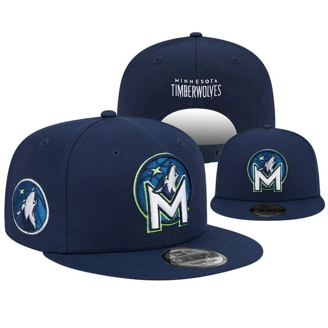 Minnesota Timberwolves Navy Snapback Hat - Iconic Wolf & "M" Team Design Unisex Adjustable Baseball Cap, Football Team Cotton Curved Cap, Trendy Hip Hop Cap, Sports Cap