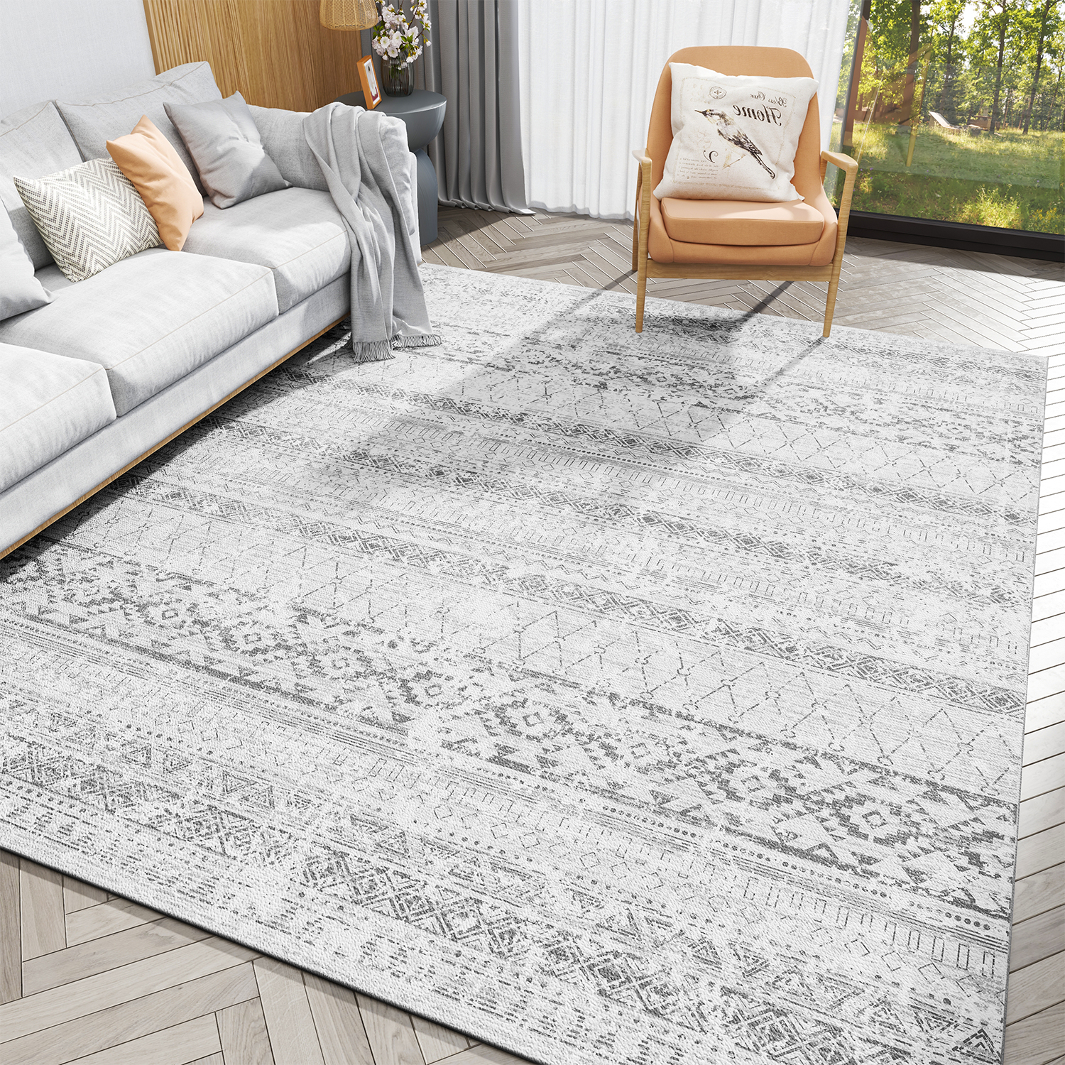 SIXHOME 8'x10' Boho Geometric Area Rug, Washable, Non-Slip, Soft ...