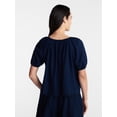 thumbnail image 4 of Time and Tru Women's Linen Blend Blouse with Scalloped Hem, Sizes XS-XXXL, 4 of 6